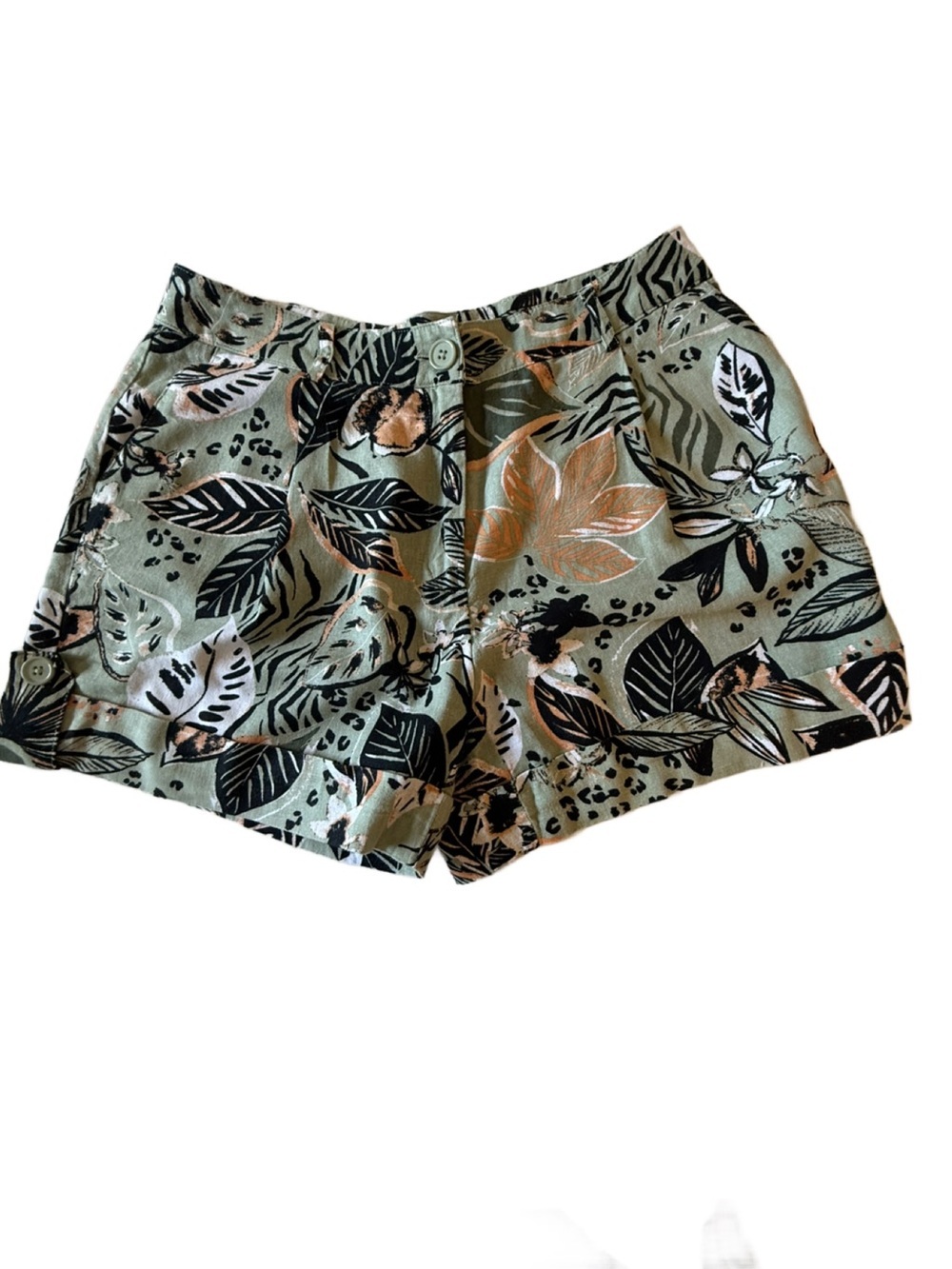 Blue Sol Linen Blend tropical Shorts. Size 6